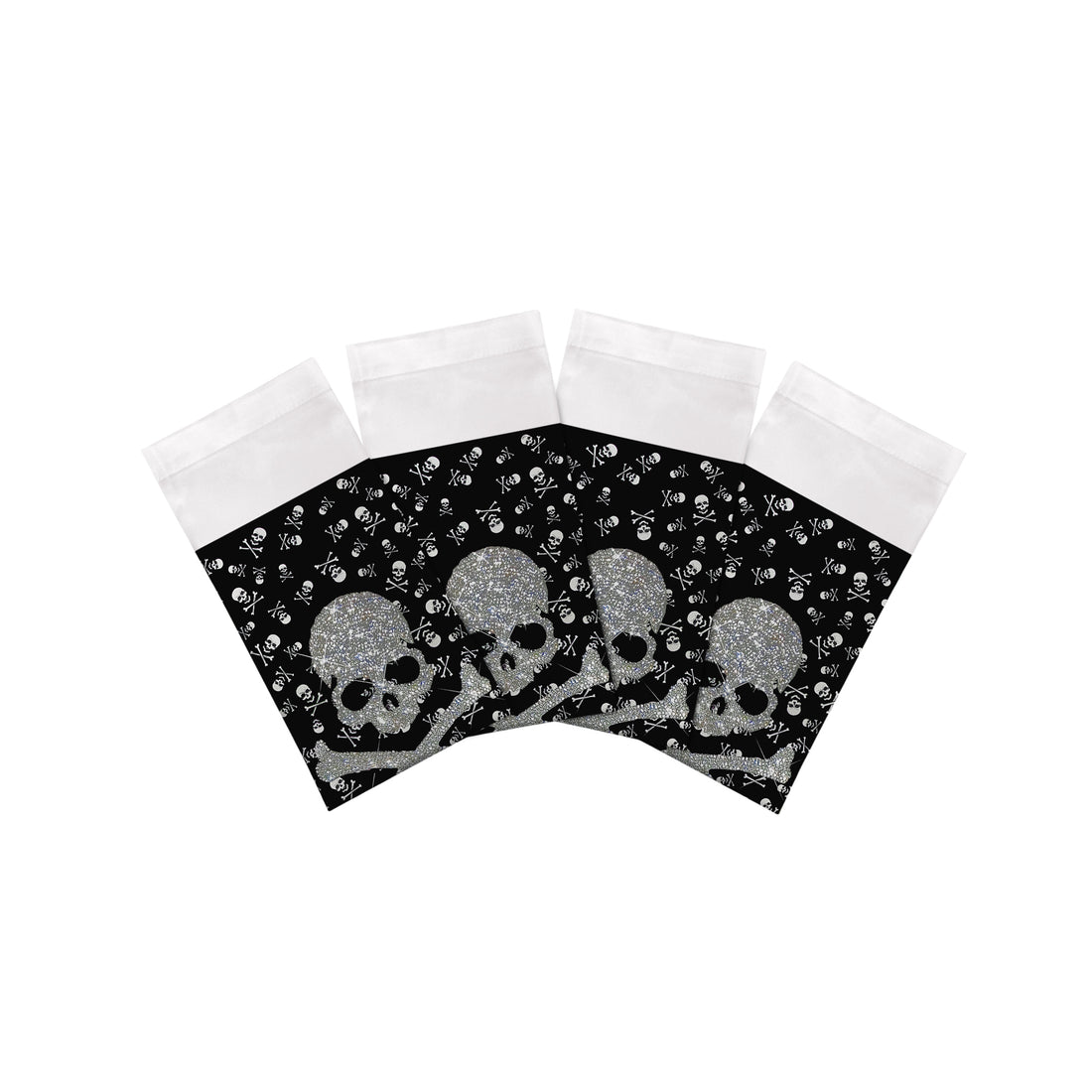 Crossbones Large Black Cotton Sateen Dinner Napkins - nicolettemayer.com