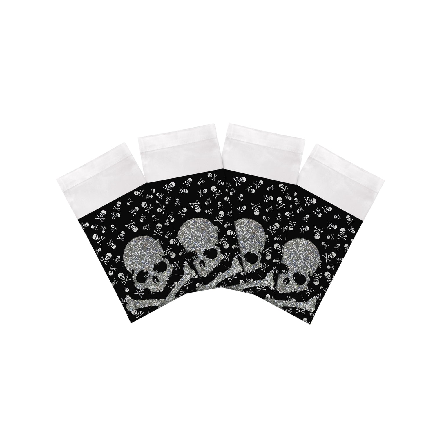 Crossbones Large Black Cotton Sateen Dinner Napkins - nicolettemayer.com