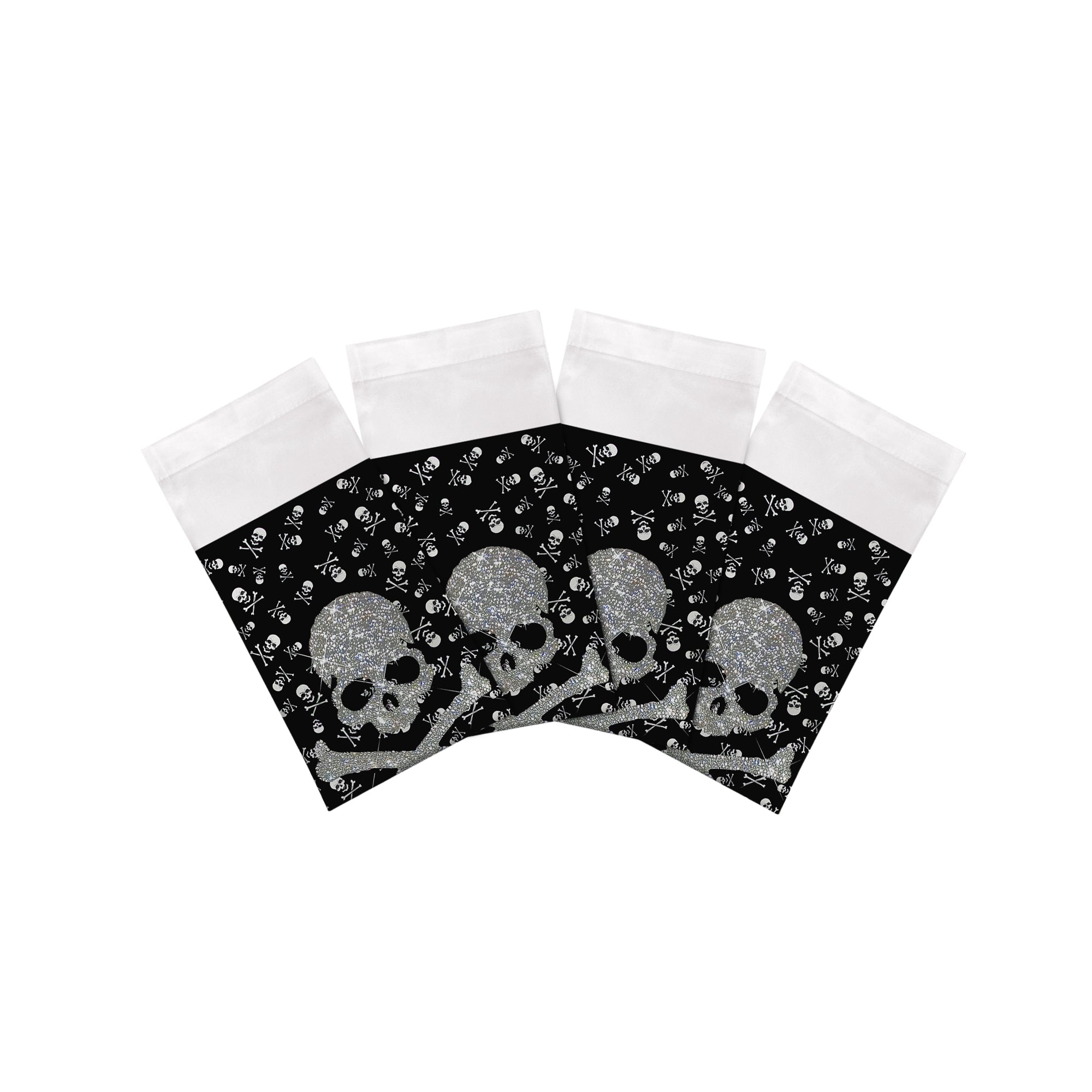 Crossbones Large Black Cotton Sateen Dinner Napkins - nicolettemayer.com