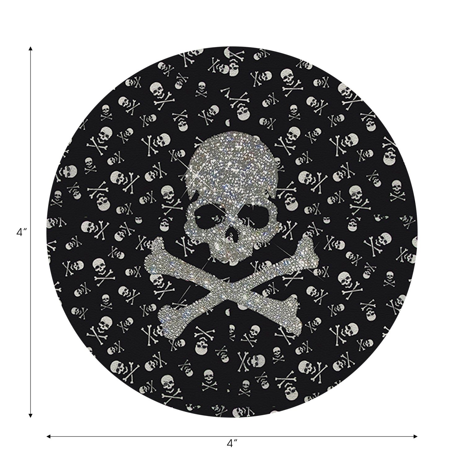 Crossbones Large Black Vegan Leather Round Coasters