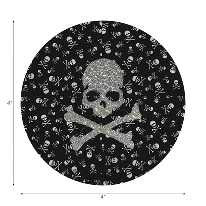 Crossbones Large Black Vegan Leather Round Coasters