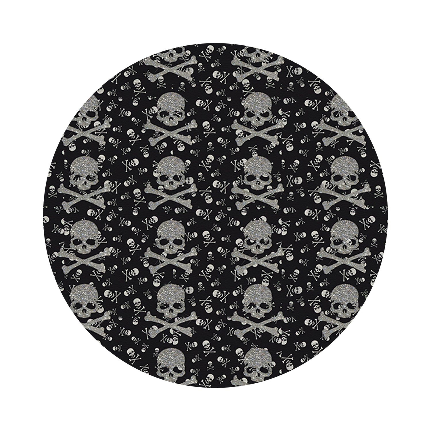 Crossbones Small Black 16&quot; Round Pebble Placemat Set of 4 - nicolettemayer.com