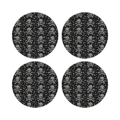 Crossbones Small Black 16&quot; Round Pebble Placemat Set of 4 - nicolettemayer.com