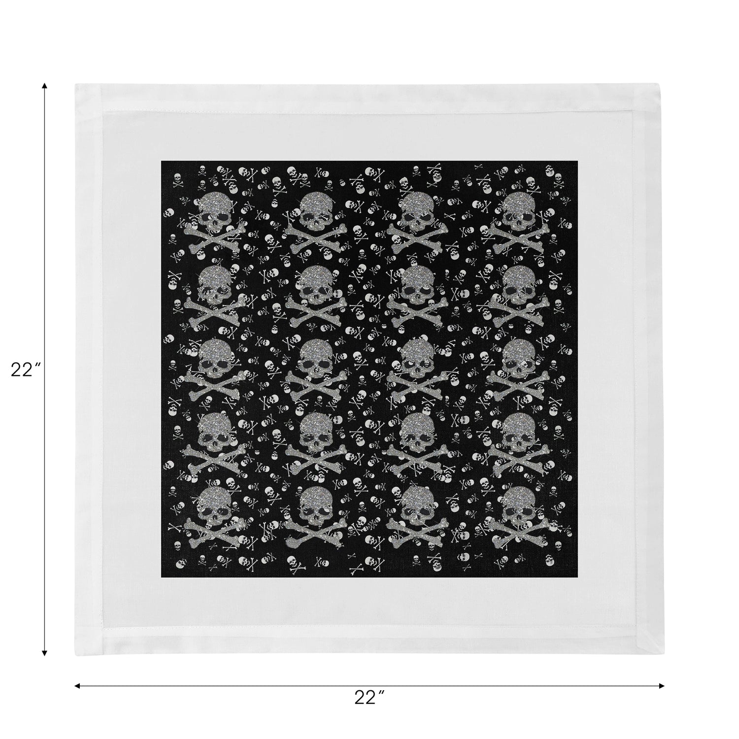 Crossbones Small Black Cotton Sateen Dinner Napkins - nicolettemayer.com