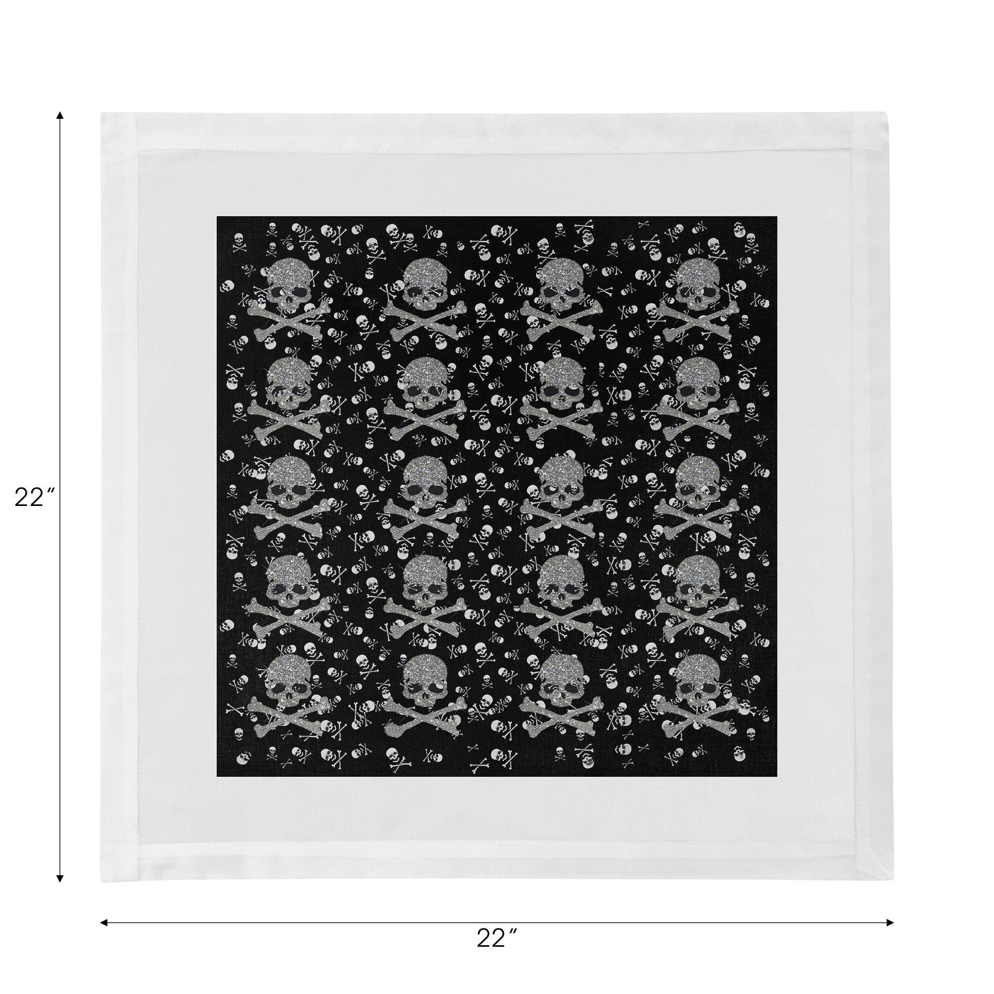Crossbones Small Black Cotton Sateen Dinner Napkins - nicolettemayer.com