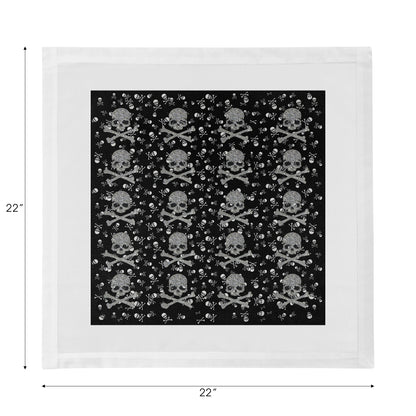 Crossbones Small Black Cotton Sateen Dinner Napkins - nicolettemayer.com