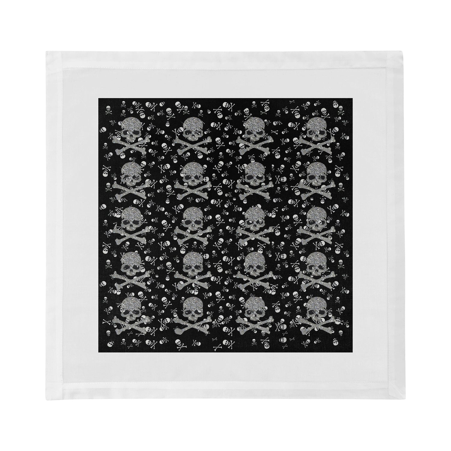 Crossbones Small Black Cotton Sateen Dinner Napkins - nicolettemayer.com