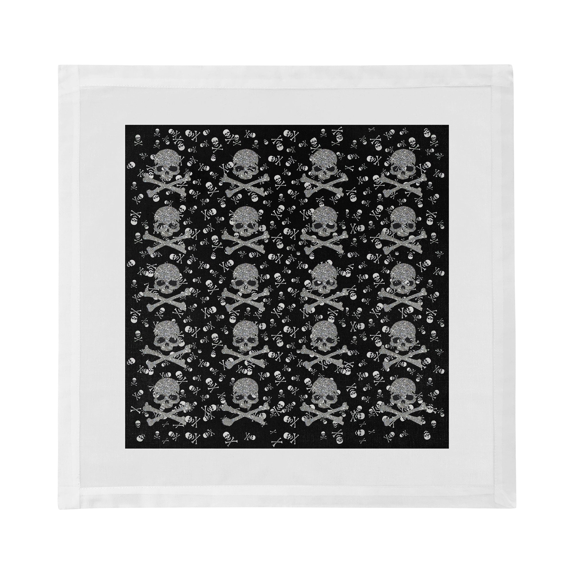 Crossbones Small Black Cotton Sateen Dinner Napkins - nicolettemayer.com