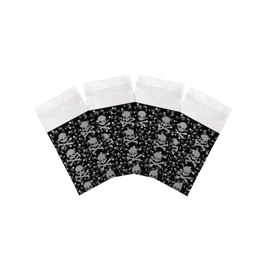Crossbones Small Black Cotton Sateen Dinner Napkins - nicolettemayer.com