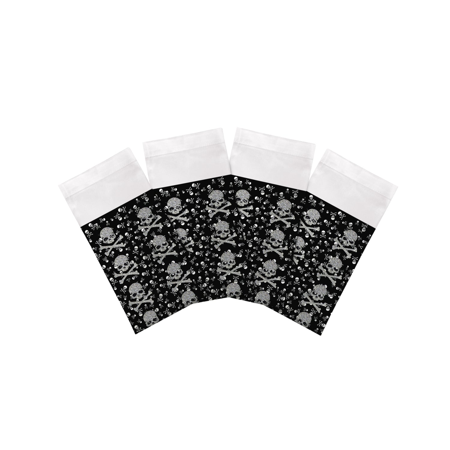 Crossbones Small Black Cotton Sateen Dinner Napkins - nicolettemayer.com