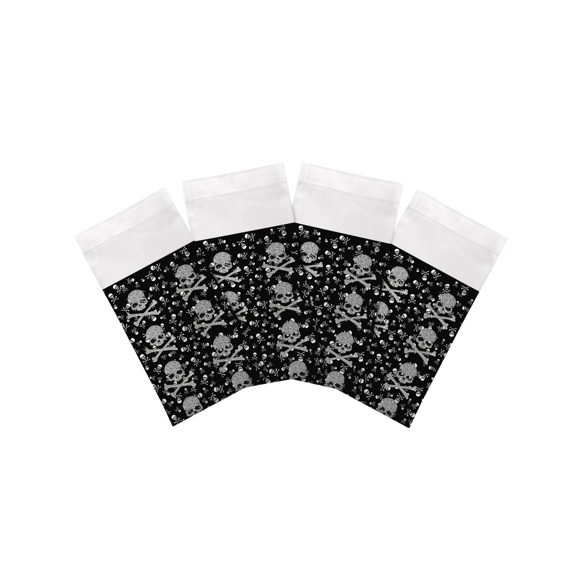 Crossbones Small Black Cotton Sateen Dinner Napkins - nicolettemayer.com
