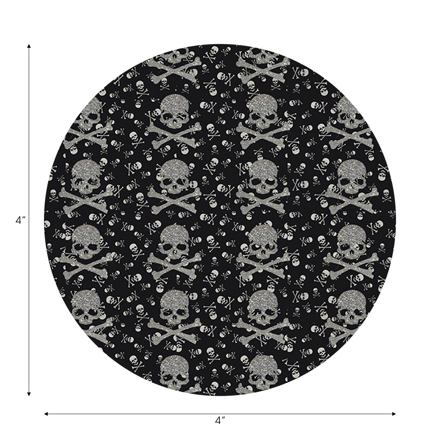 Crossbones Small Black Vegan Leather Round Coasters