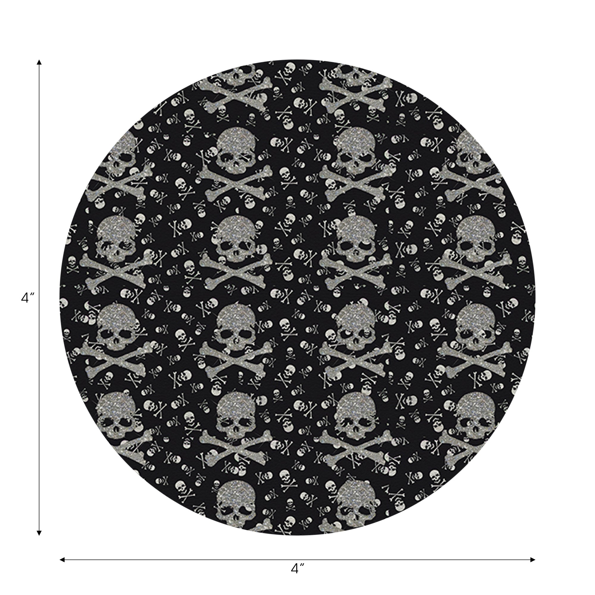 Crossbones Small Black Vegan Leather Round Coasters