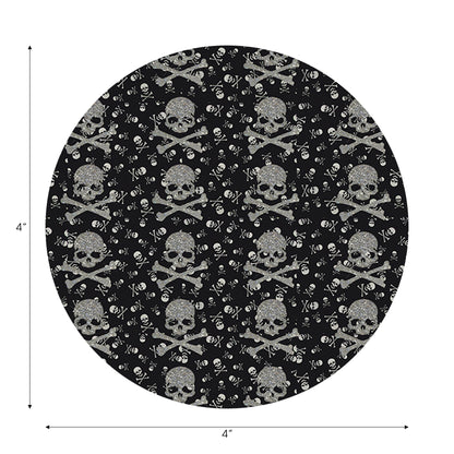 Crossbones Small Black Vegan Leather Round Coasters