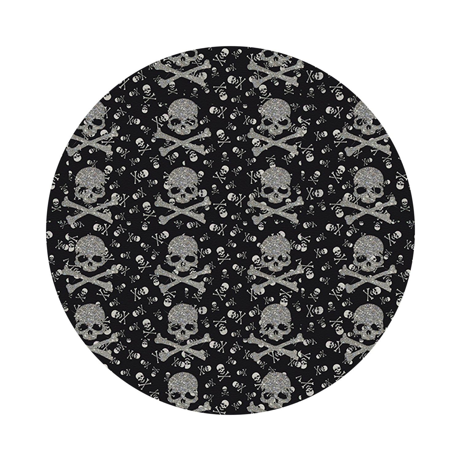 Crossbones Small Black Vegan Leather Round Coasters