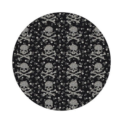 Crossbones Small Black Vegan Leather Round Coasters