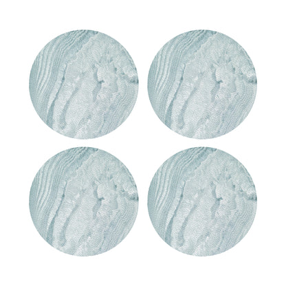 Crystal Bluebell Vegan Leather Round Pebble Placemat - nicolettemayer.com