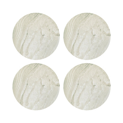 Crystal Champagne Vegan Leather Round Pebble Placemat - nicolettemayer.com
