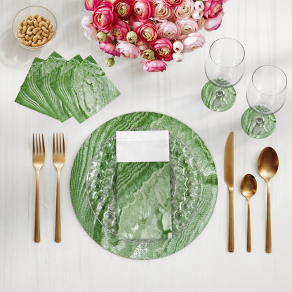 Crystal Moss Vegan Leather Round Pebble Placemat - nicolettemayer.com