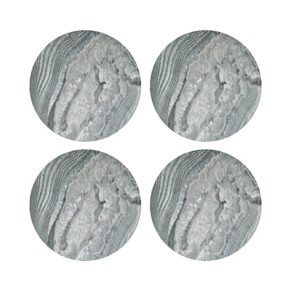 Crystal Platinum Vegan Leather Round Pebble Placemat - nicolettemayer.com