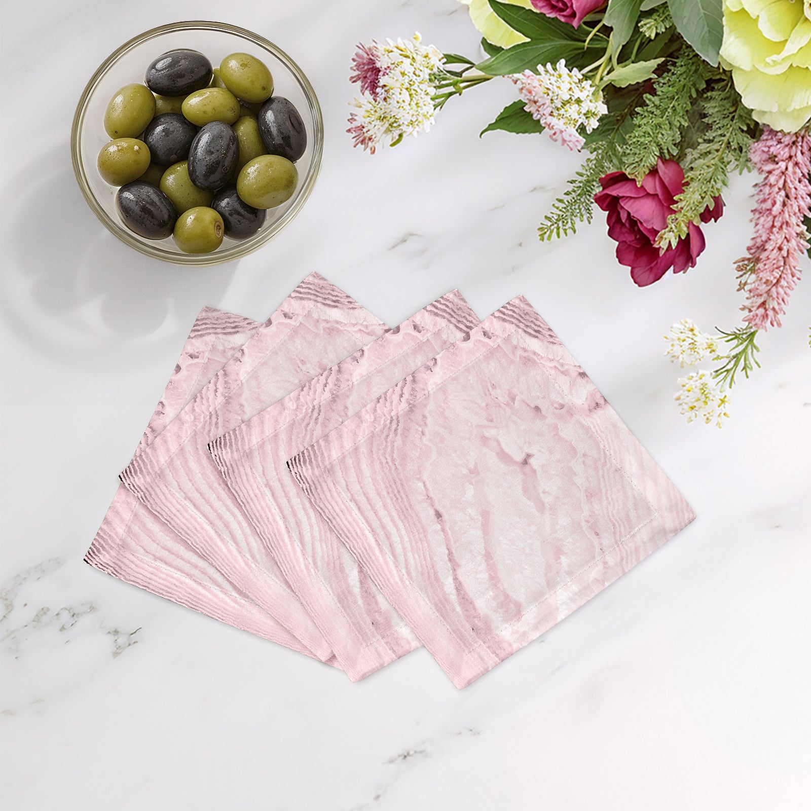 Solid Blossom Cotton Sateen Cocktail Napkins - nicolettemayer.com