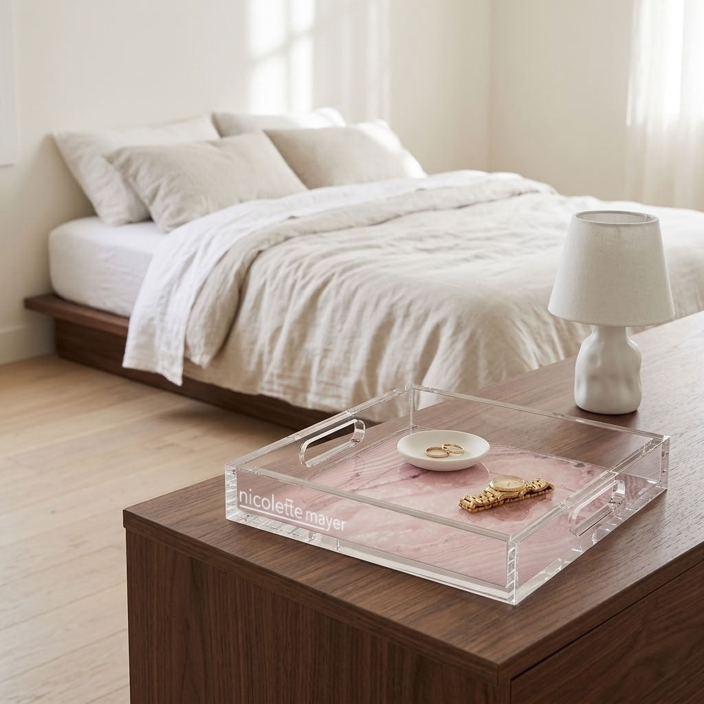 Crystal Blossom Acrylic Decorative Tray, 12 x 12 in., 15 x 15 in., 18 x 18 in. by Nicolette Mayer