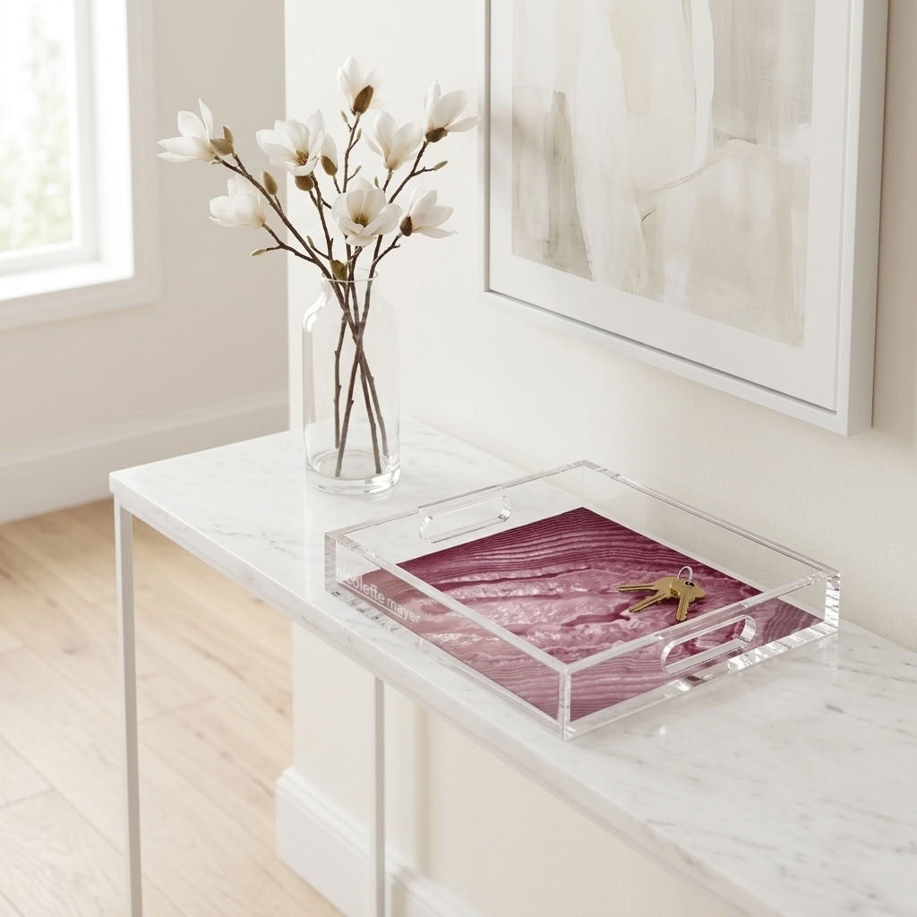 Crystal Bordeaux Acrylic Decorative Tray, 12 x 12 in., 15 x 15 in., 18 x 18 in. by Nicolette Mayer