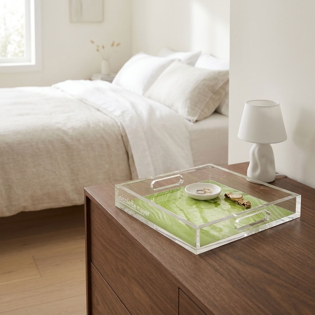 Crystal Chartreuse Acrylic Decorative Tray, 12 x 12 in., 15 x 15 in., 18 x 18 in. by Nicolette Mayer
