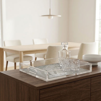 Crystal Gravel Acrylic Decorative Tray, 12 x 12 in., 15 x 15 in., 18 x 18 in. by Nicolette Mayer
