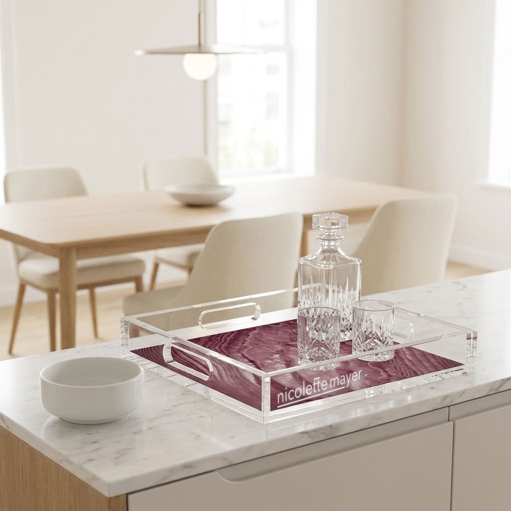 Crystal Malbec Acrylic Decorative Tray, 12 x 12 in., 15 x 15 in., 18 x 18 in. by Nicolette Mayer