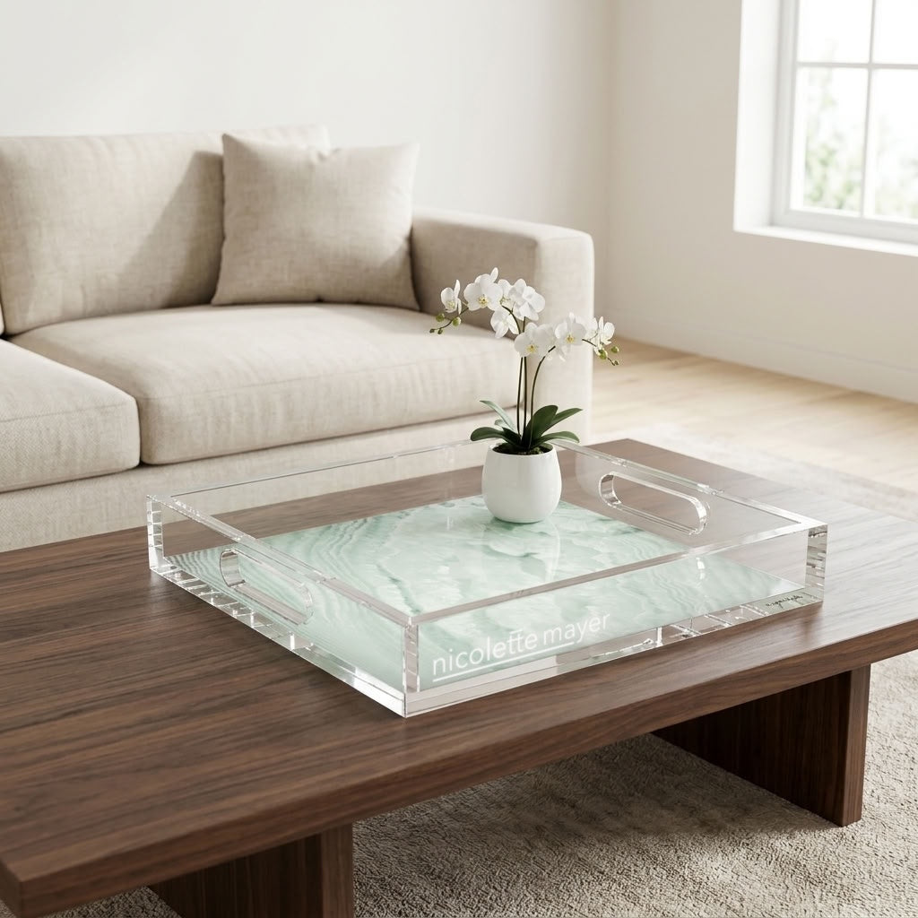 Crystal Mint Acrylic Decorative Tray, 12 x 12 in., 15 x 15 in., 18 x 18 in. by Nicolette Mayer