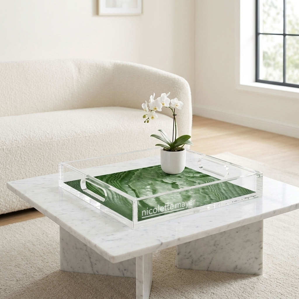 Crystal Moss Acrylic Decorative Tray, 12 x 12 in., 15 x 15 in., 18 x 18 in. by Nicolette Mayer