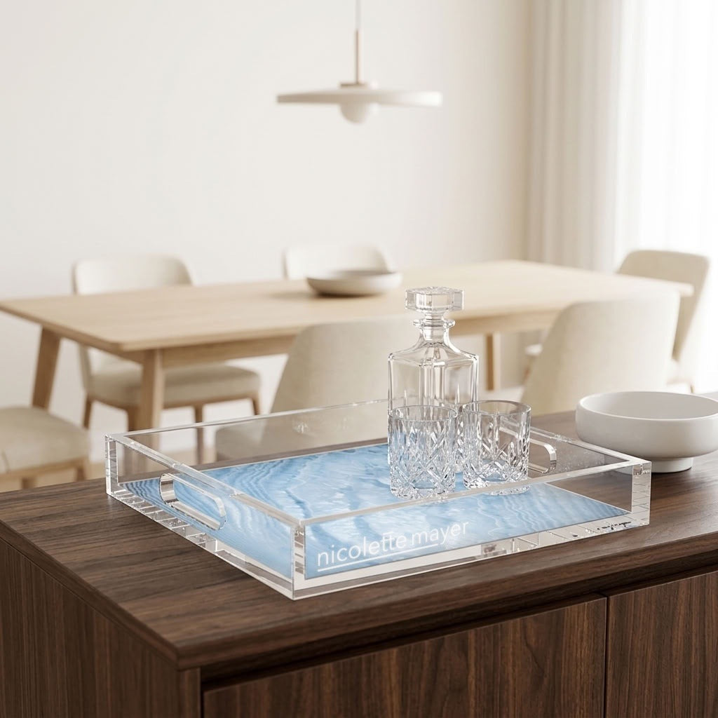 Crystal Sky Acrylic Decorative Tray, 12 x 12 in., 15 x 15 in., 18 x 18 in. by Nicolette Mayer