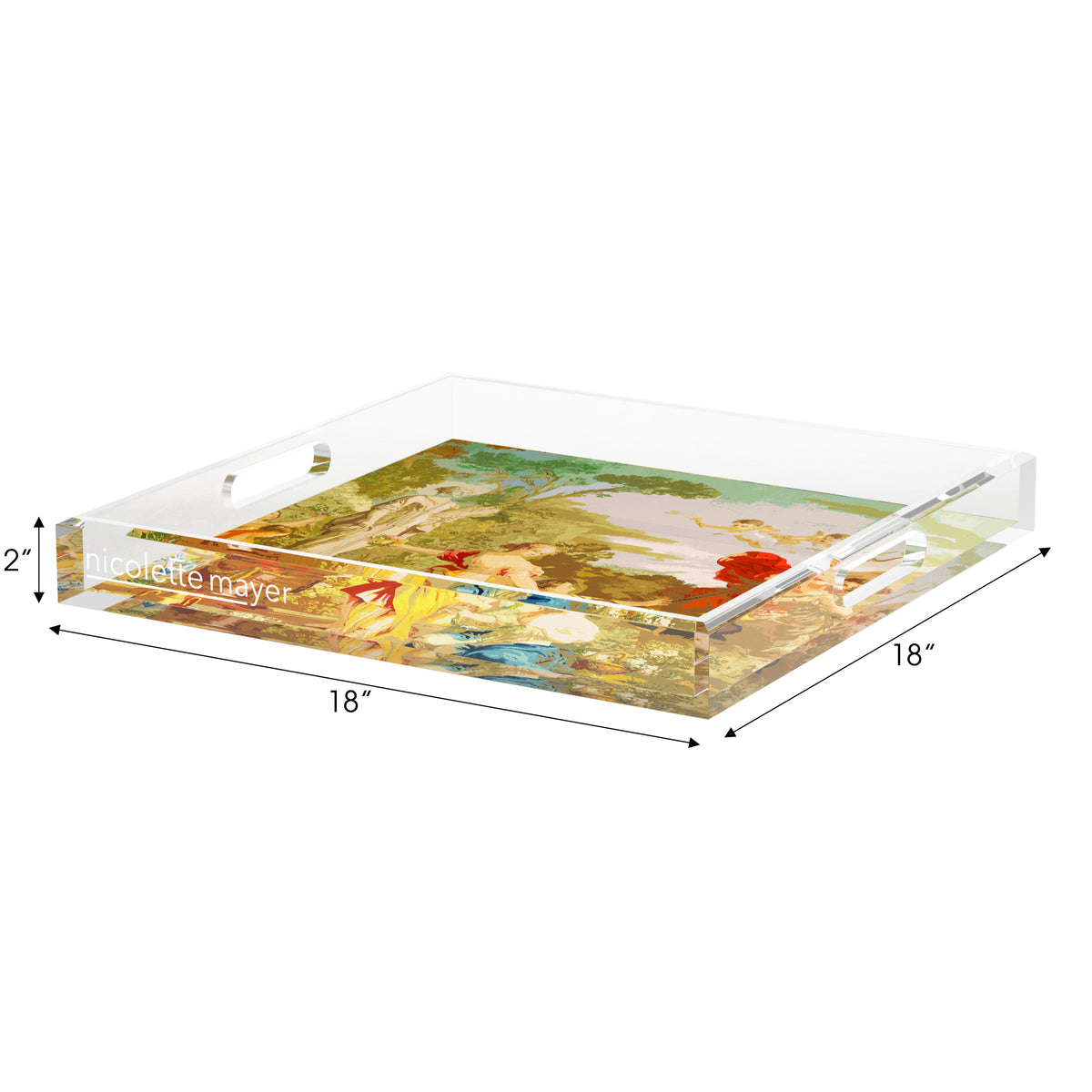Cyprus Picnic Vintage Acrylic Decorative Tray, 18 x 18 in. by Nicolette Mayer 