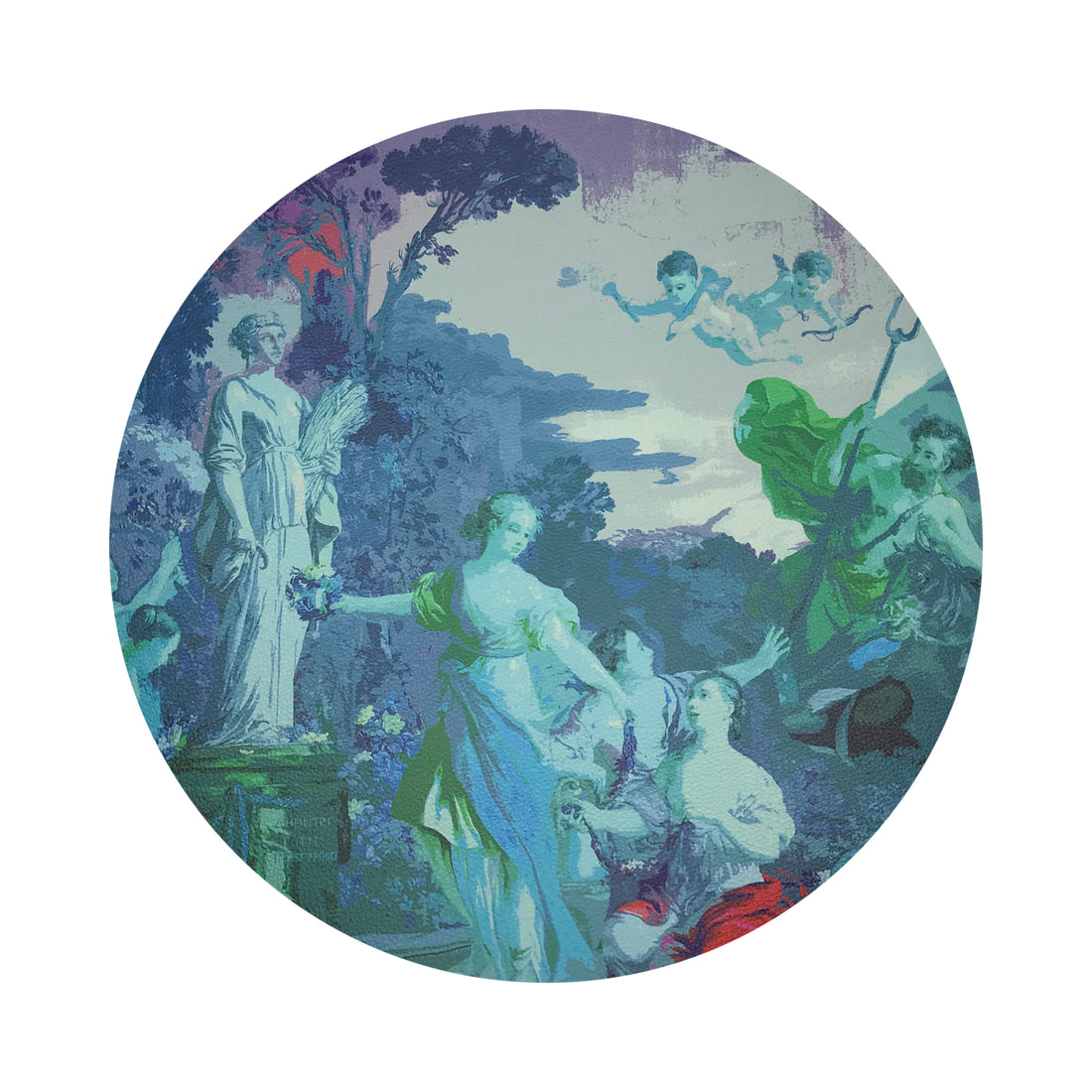 Cyprus Picnic Cyan 16 Round Pebble Placemats, Set Of 4 - nicolettemayer.com