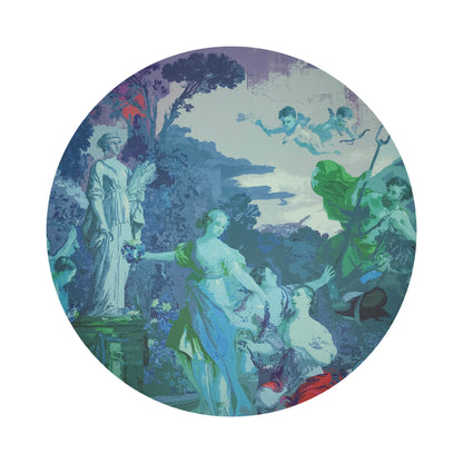 Cyprus Picnic Cyan 16&quot; Round Pebble Placemats, Set of 4 - nicolettemayer.com
