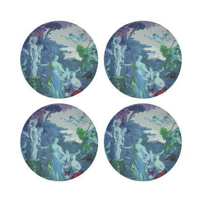 Cyprus Picnic Cyan 16&quot; Round Pebble Placemats, Set of 4 - nicolettemayer.com
