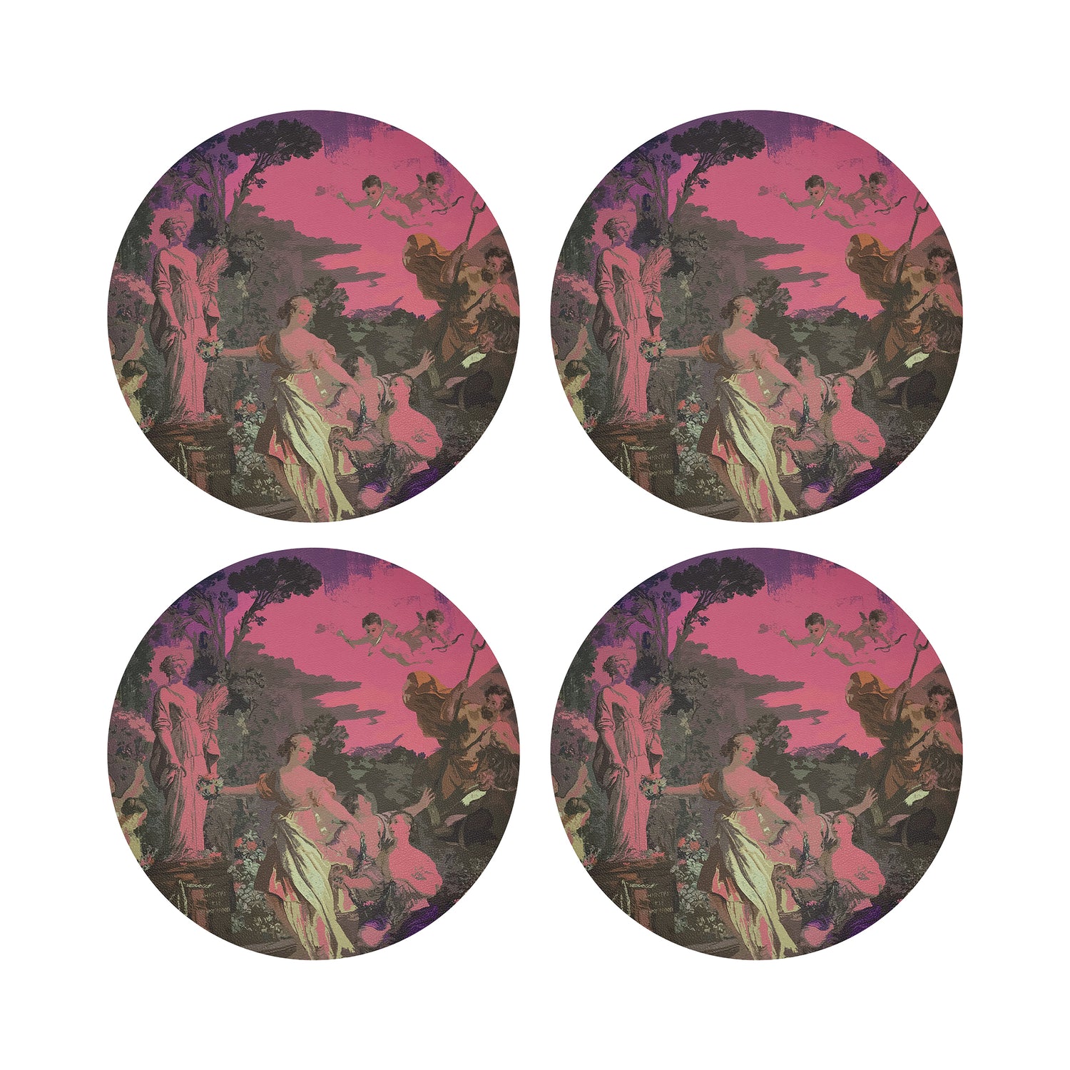 Cyprus Picnic Pop Pink 16&quot; Round Pebble Placemats, Set of 4 - nicolettemayer.com

