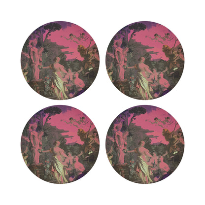 Cyprus Picnic Pop Pink 16&quot; Round Pebble Placemats, Set of 4 - nicolettemayer.com
