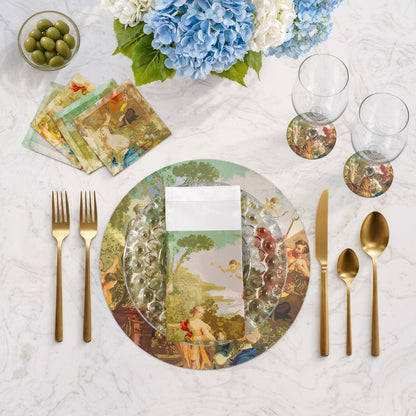 Cyprus Picnic Vintage Cotton Sateen Cocktail Napkins