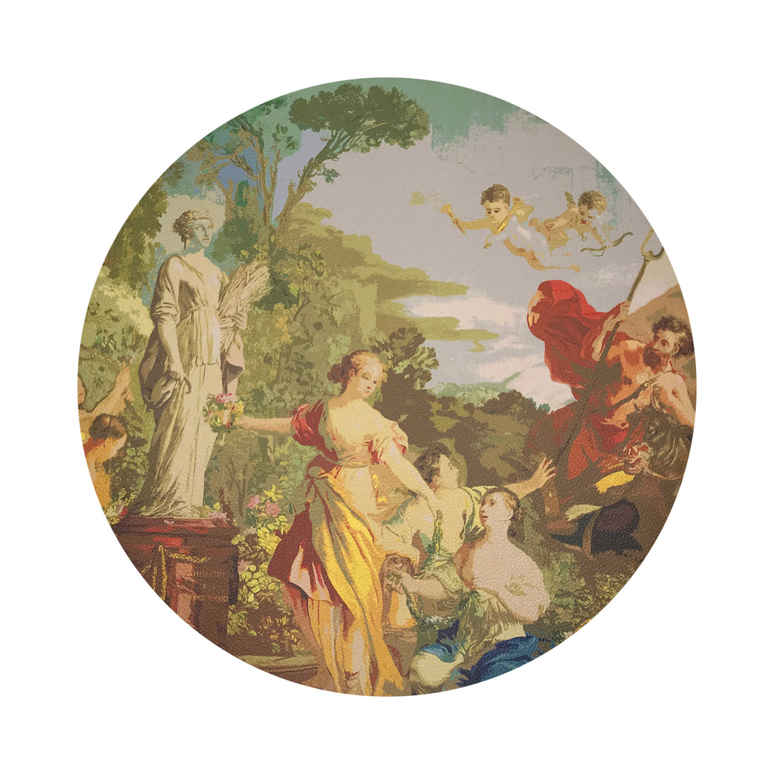 Cyprus Picnic Vintage Vegan Leather Round Pebble Placemat