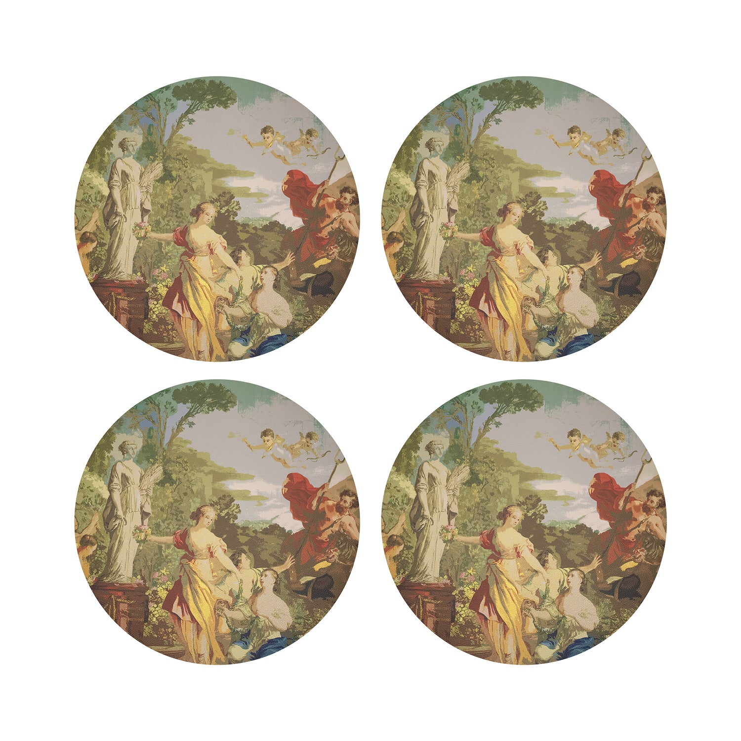 Cyprus Picnic Vintage 16&quot; Round Pebble Placemats, Set of 4 - nicolettemayer.com
