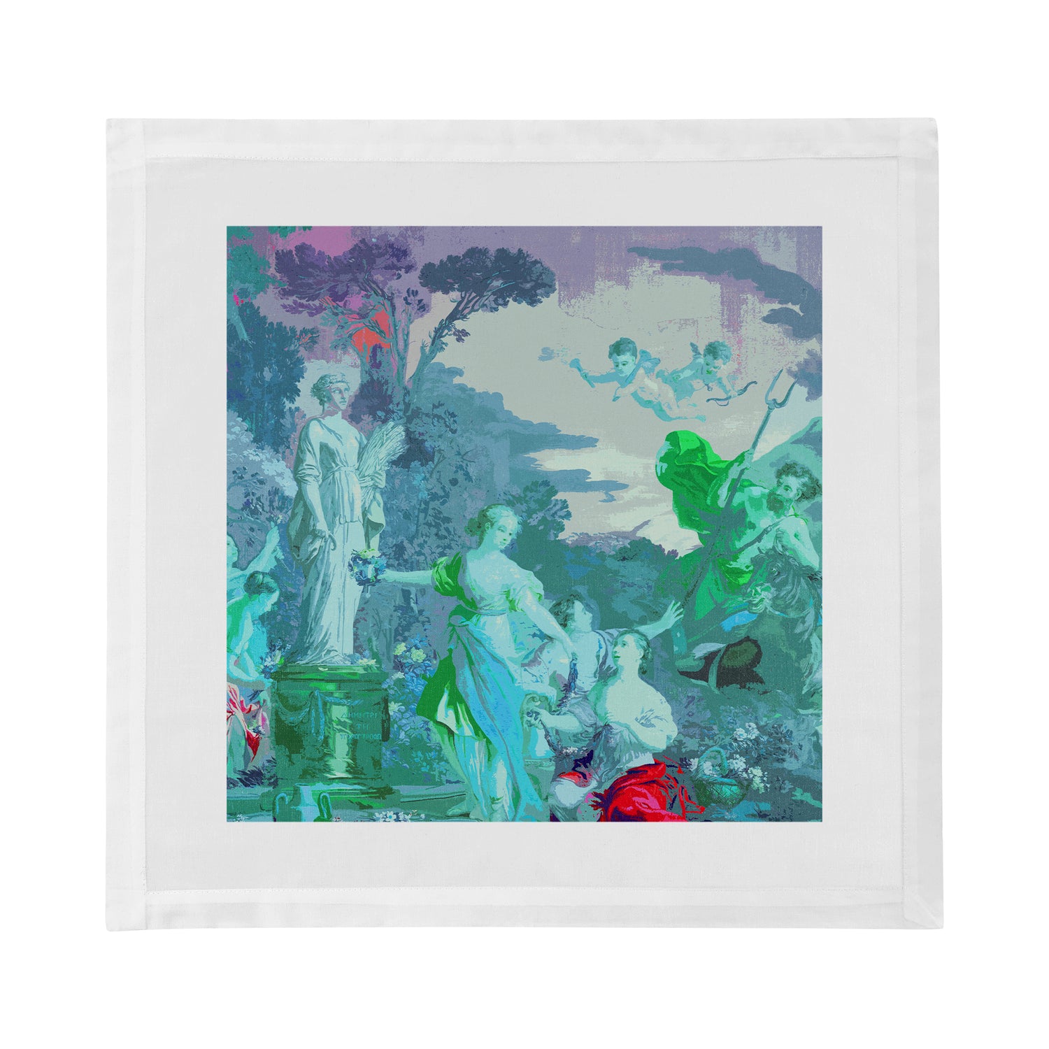 Cyprus Picnic Cyan Cotton Sateen Dinner Napkins - nicolettemayer.com