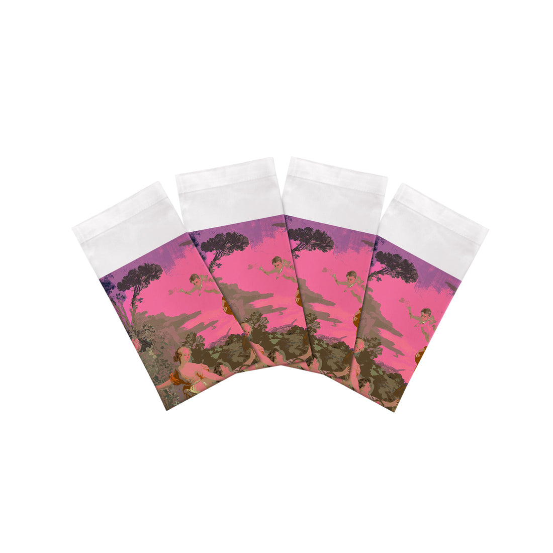 SERVIETTE DE TABLE À POINT AJOURÉ CYPRUS PICNIC POP ROSE 55,9 x 55,9 cm, LOT DE 4