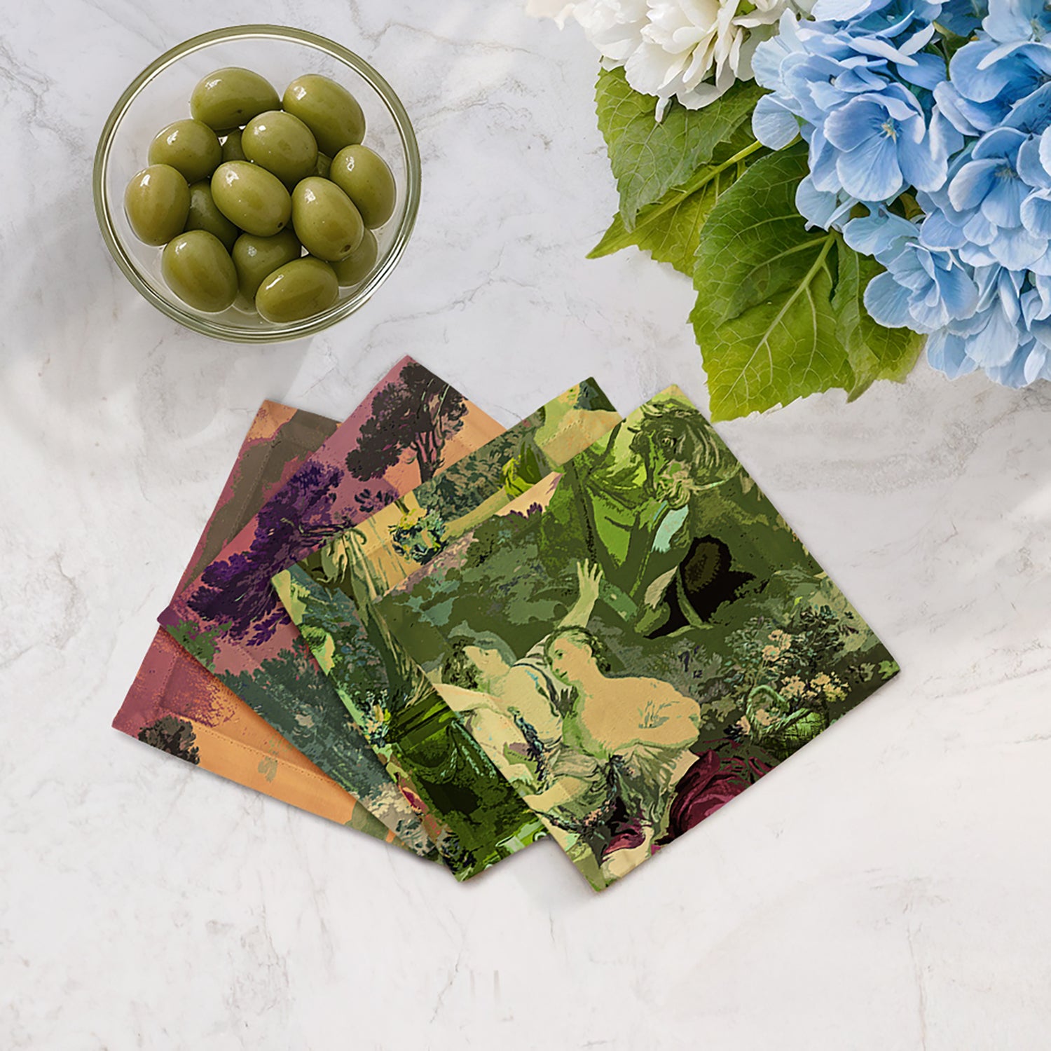 Cyprus Picnic Acid Green Cotton Sateen Cocktail Napkins