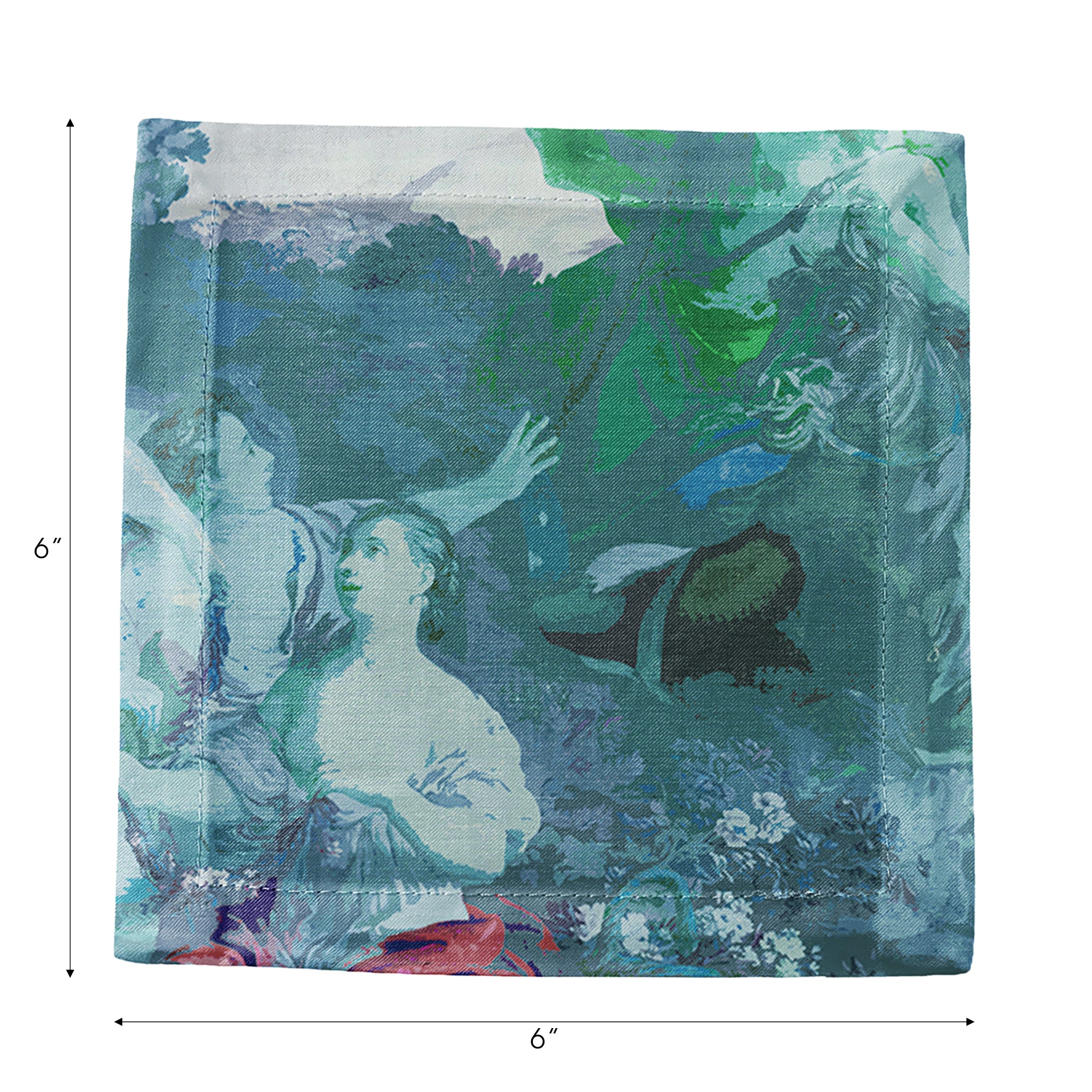 Cyprus Picnic Cyan Cotton Sateen Cocktail Napkins