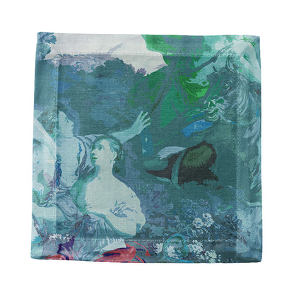 Cyprus Picnic Cyan Cotton Sateen Cocktail Napkins
