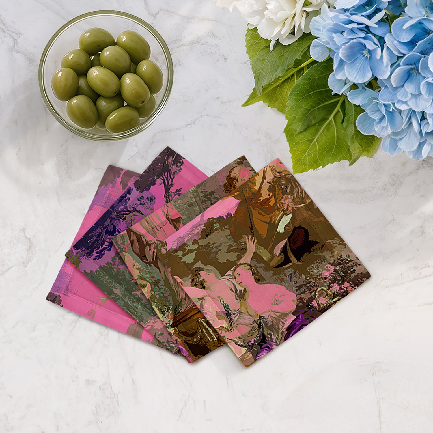 Cyprus Picnic Pop Pink Cotton Sateen Cocktail Napkins