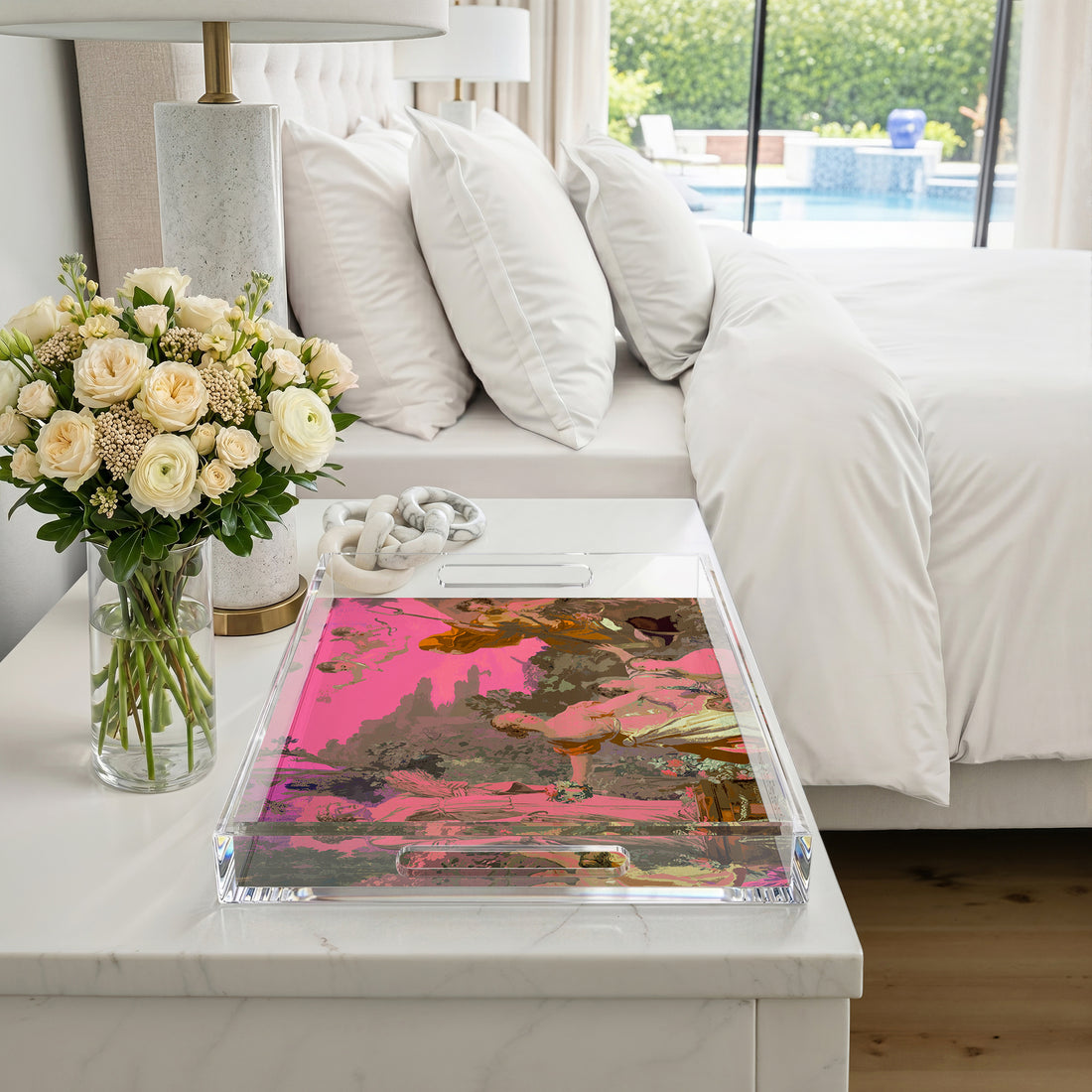 Cyprus Picnic Pop Pink 22.5X14.5 Acrylic Tray - nicolettemayer.com
