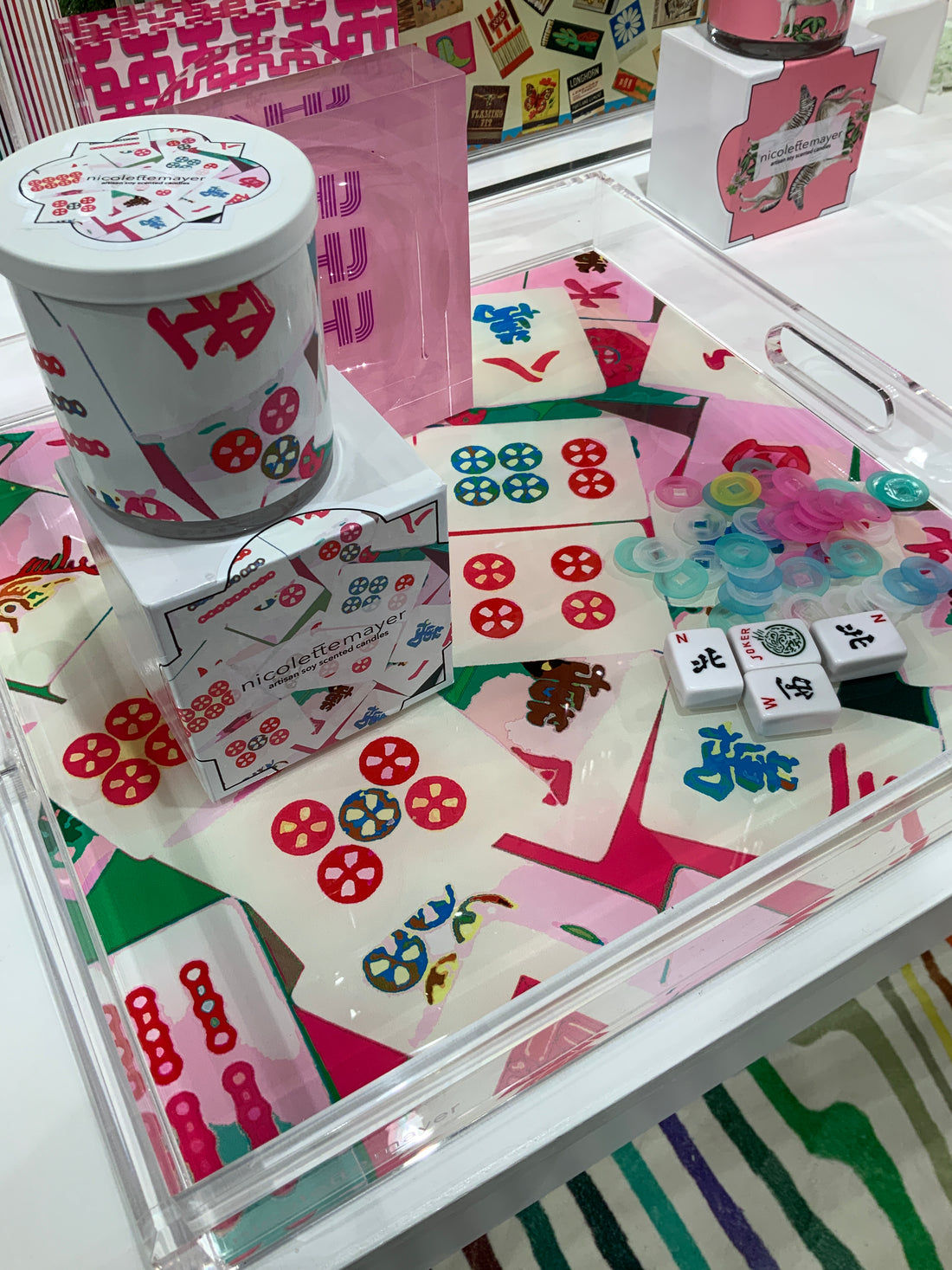 Mahjong Abstract Petal Acrylic Trays